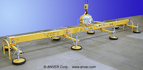 ANVER Air Powered Vacuum Generator with Eight Pad Lifting Frame with Foam Pads for Lifting & Handling Diamond Plate 20 ft x 8 ft (6.1 m x 2.4 m) up to 2200 lb (998 kg)